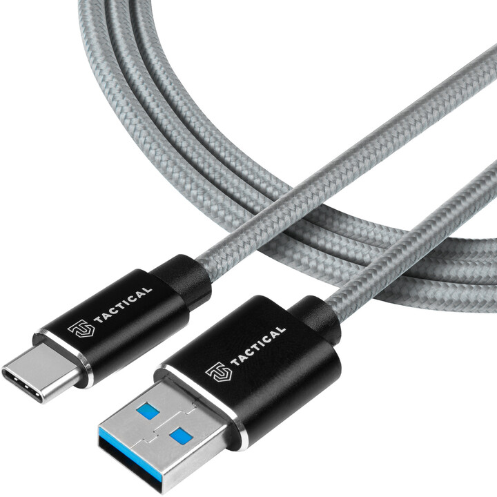 Tactical kabel Fast Rope Aramid USB-A - USB-C, 2m, šedá_1677263829