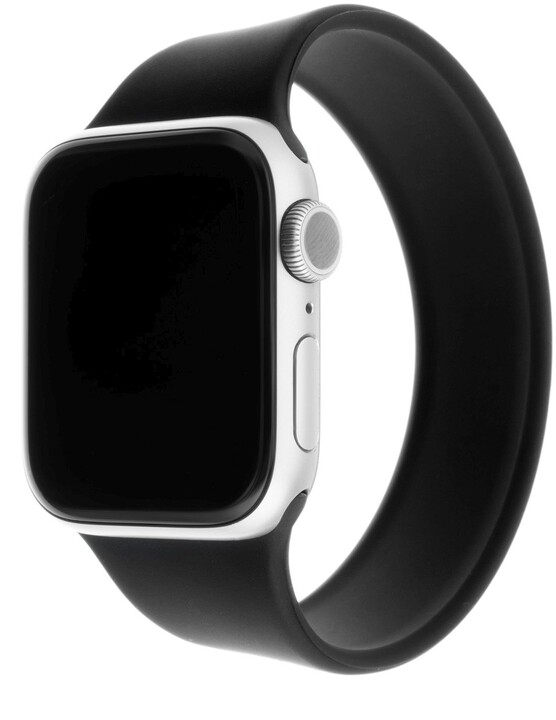 FIXED silikonový řemínek pro Apple Watch, 38/40mm, elastický, velikost L, černá_1434704747