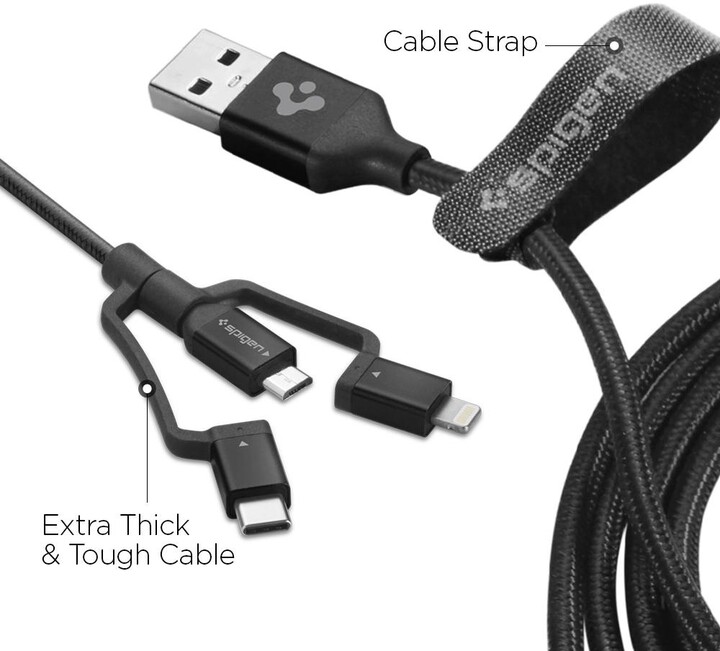 Spigen kabel DuraSync 3v1, černá_1879379897