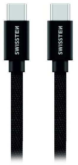 SWISSTEN datový kabel USB-C - USB-C, opletený, 1.2m, černá_2143371451