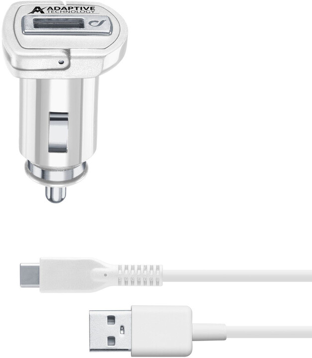 CellularLine Set autonabíječky a USB-C kabelu, adaptivní nabíjení, 15W, bílá_117201700