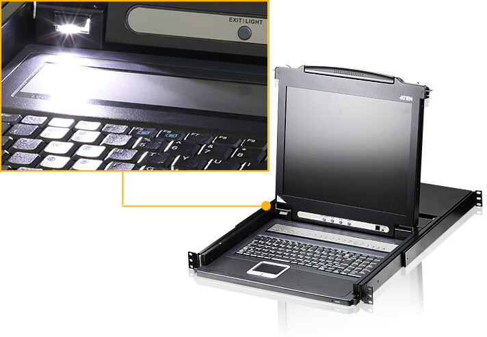 ATEN CL1016 - 16-portový KVM switch (PS/2 i USB), 17" LCD, UK klávesnice