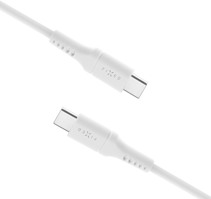 FIXED nabíjecí a datový kabel Liquid silicone USB-C - USB-C,USB 2.0, PD 60W, 2m, bílá_608414218