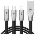 Mcdodo Zinc Alloy 3v1 nabíjecí kabel Lightning, microUSB, USB-C, 1,2m, černá_374155402