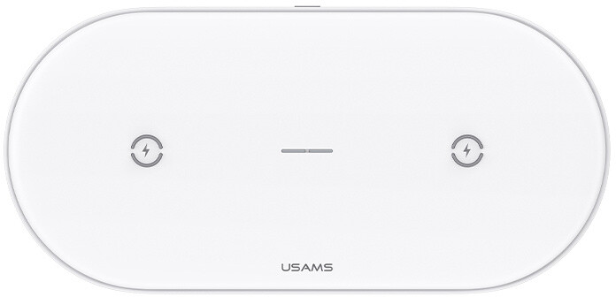 USAMS CD120 bezdrátová nabíječka pro telefony + sluchátka, bílá_624999787