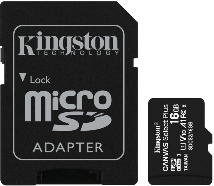 Kingston Micro SDHC Canvas Select Plus 16GB 100MB/s UHS-I + adaptér_609963301