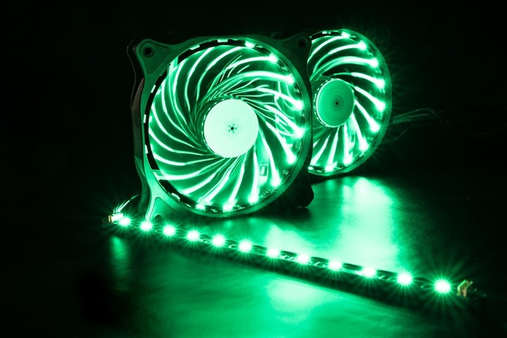 1stCool Fan KIT1, 2x RGB LED ventilátor 120x25mm+ LED pásek+ řadič+ dálkové ovládání_1059674922