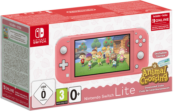 Nintendo Switch Lite, růžová + Animal Crossing: New Horizons
