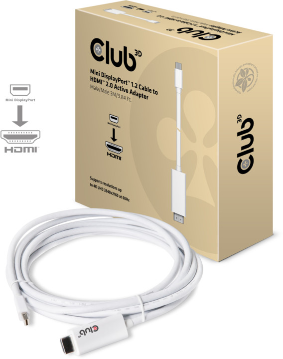 Club3D Mini DisplayPort 1.2 na HDMI 2.0, podpora UHD, aktivní, 3m_1663312339