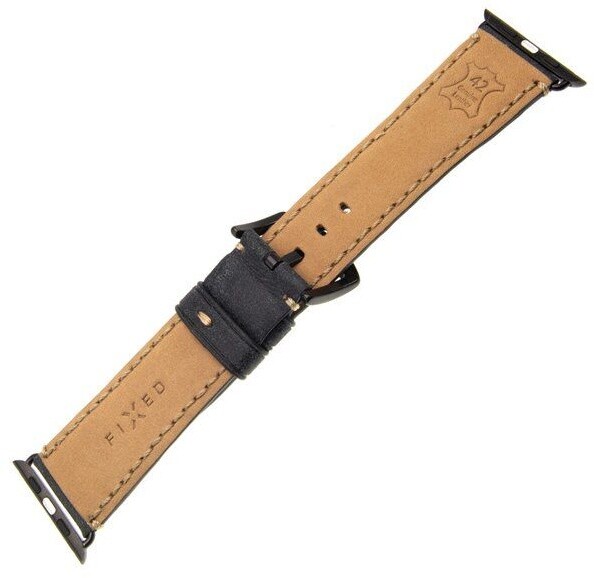 FIXED Berkeley kožený řemínek pro Apple Watch 42mm a 44mm s černou sponou, uhlově černý_1781367338