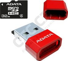 ADATA Micro SDHC 32GB Class 4 + USB čtečka, červená_1032577296