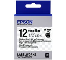 Epson LabelWorks LK-4TBN, páska pro tiskárny etiket, 12mm, 9m, černo-transparentní_608327120