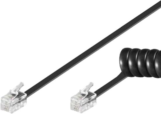 PremiumCord kabel telefonní sluchátkový kroucený 4 žíly 2m, černá