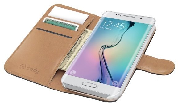 CELLY Wally pouzdro typu kniha pro Samsung Galaxy S6 Edge, PU kůže, černá_366006318