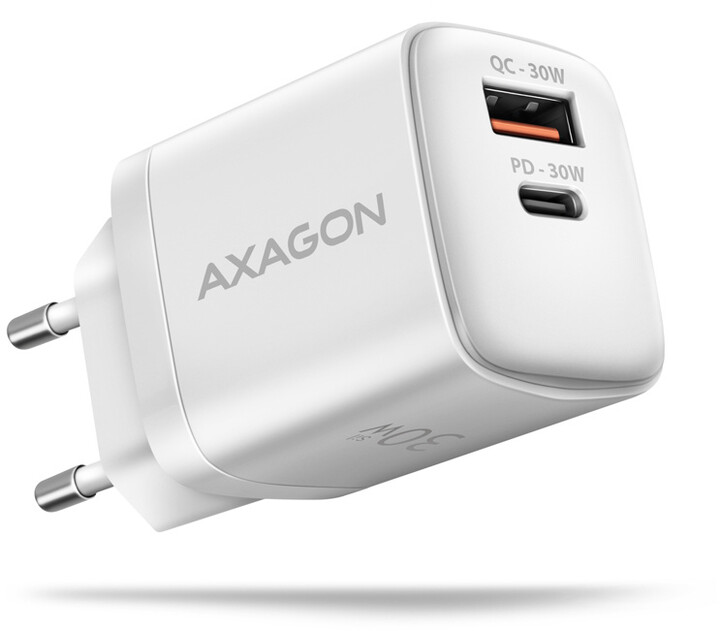 AXAGON síťová nabíječka ACU-PQ30, USB-A, USB-C, PD, QC4+, 30W, bílá_798639924