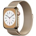 Apple Watch Series 8, Cellular, 45mm, Gold Stainless Steel, Gold Milanese Loop