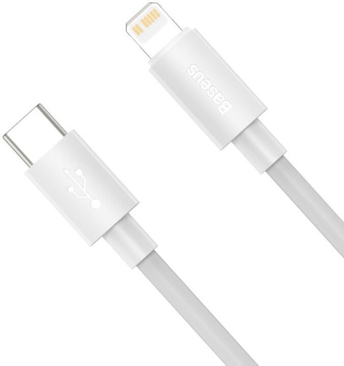 BASEUS kabel Simple Wisdom Kit, USB-C - Lightning, M/M, 20W, 1.5m, 2ks, bílá_42804297