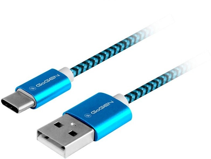 GoGEN kabel USB-A - USB-C, opletený, 1m, modrá_1419228213