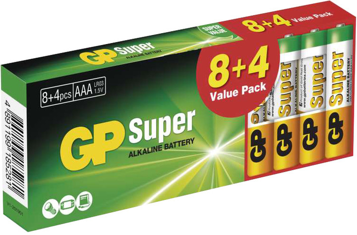 GP Super LR03 alkalická baterie (AAA) 8+4ks_1321842585