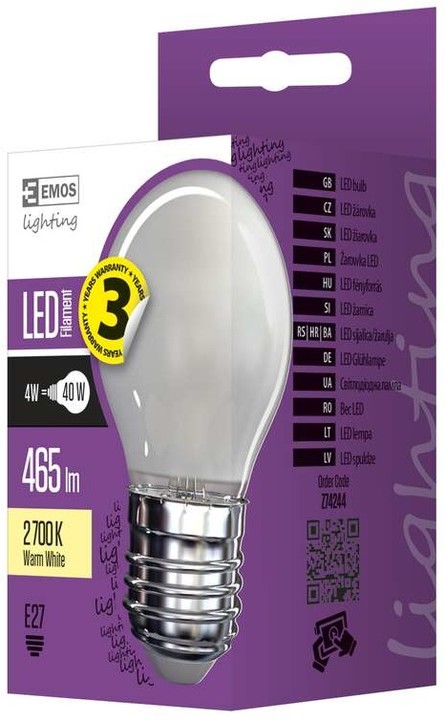 Emos LED žárovka Filament Mini Globe E matná 4W E27, teplá bílá_1427137528