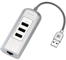 Remax USB hub + RJ-45 / RU-U4 / z USB 2.0 typ A samec na 3x USB 2.0 typ A samice / stříbrná_2073206707
