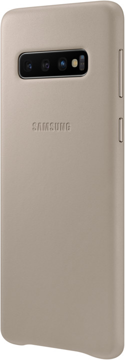 Samsung kožený zadní kryt pro Samsung G973 Galaxy S10, šedá_1010692387