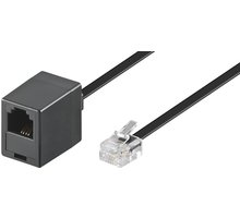 PremiumCord Kabel prodlužovací telefonní rovný 6P4C plug - 6P4C jack 3m, černá