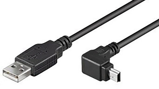 PremiumCord USB, A-B mini, 5pinů, konektor do úhlu 90°- 1,8m