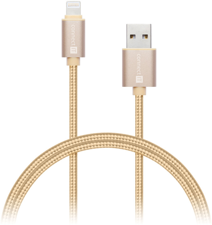 CONNECT IT Wirez Premium Metallic Lightning - USB, gold, 1m_952860281