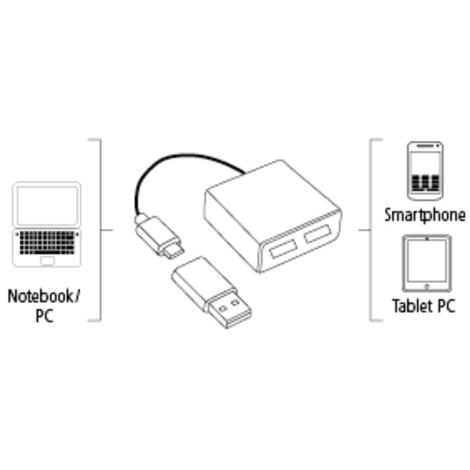 Hama USB 2.0 OTG Hub 1:2 pro smartphone/tablet/notebook/PC_1404682738