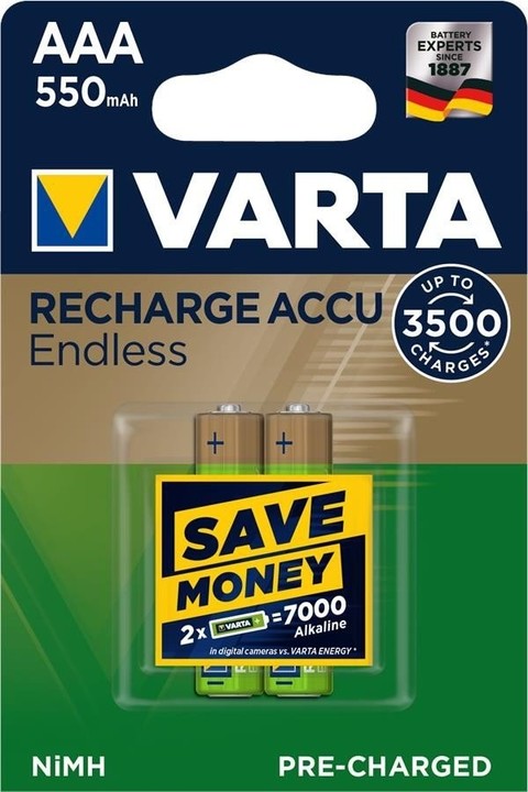 VARTA nabíjecí baterie AAA 550 mAh, 3500 cyklů, 2ks_1071497108