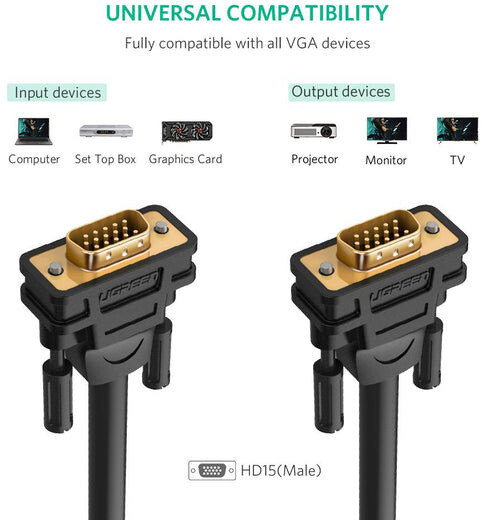 UGREEN kabel VGA (M/M), 2m, černá_643318920