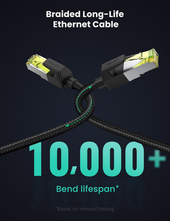 UGREEN kabel Ethernet F/FTP CAT7, opletený, 3m, černá_1793362678