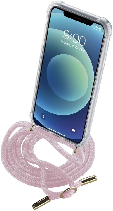Cellularline zadní kryt s růžovou šňůrkou na krk pro Apple iPhone 12 Mini, transparentní_966777733