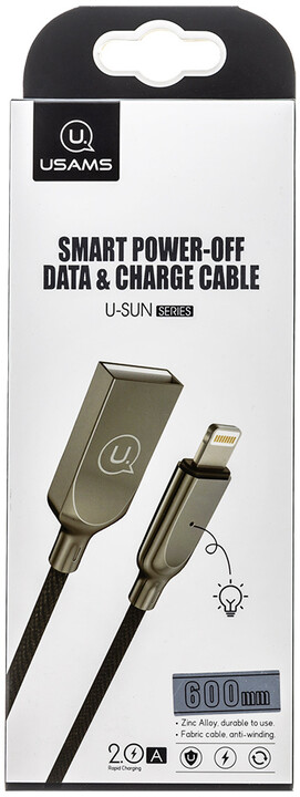 USAMS SJ418 Smart power off datový kabel Lightning, černá (EU Blister)_362054794