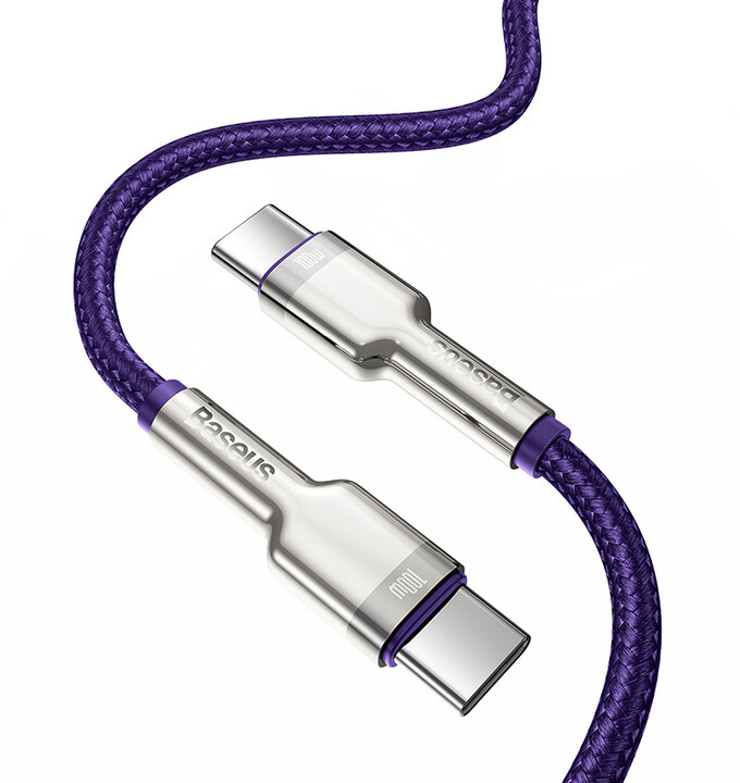 BASEUS kabel Cafule USB-C - USB-C, nabíjecí, datový, 100W, 1m, fialová_75318988