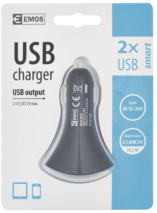 Emos Univerzální USB adaptér do auta 2,1A (10,5W) max._1460822971