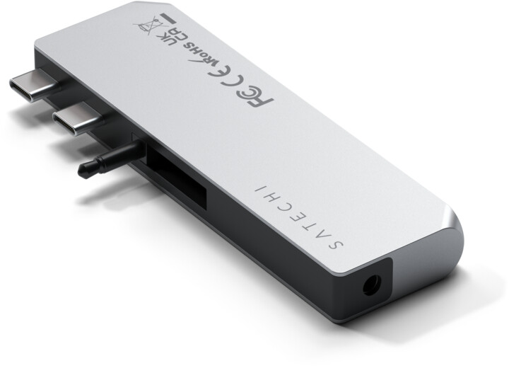 Satechi Aluminium Pro Hub Mini, USB4 96W, 6K@60Hz, 2x USB-A 3.0, Ethernet, USB-C, Audio, stříbrná_1930584186