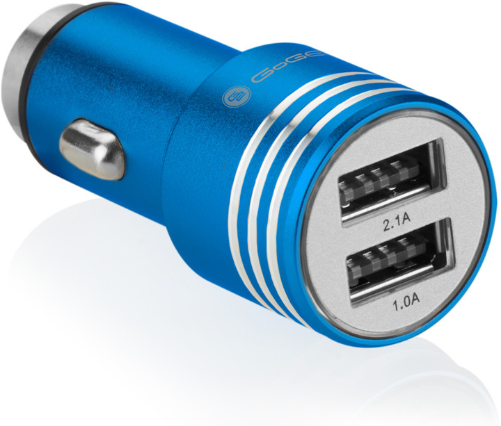 GoGEN autonabíječka, kovový bezpečnostní hrot, 2x USB, modrá_1414956284
