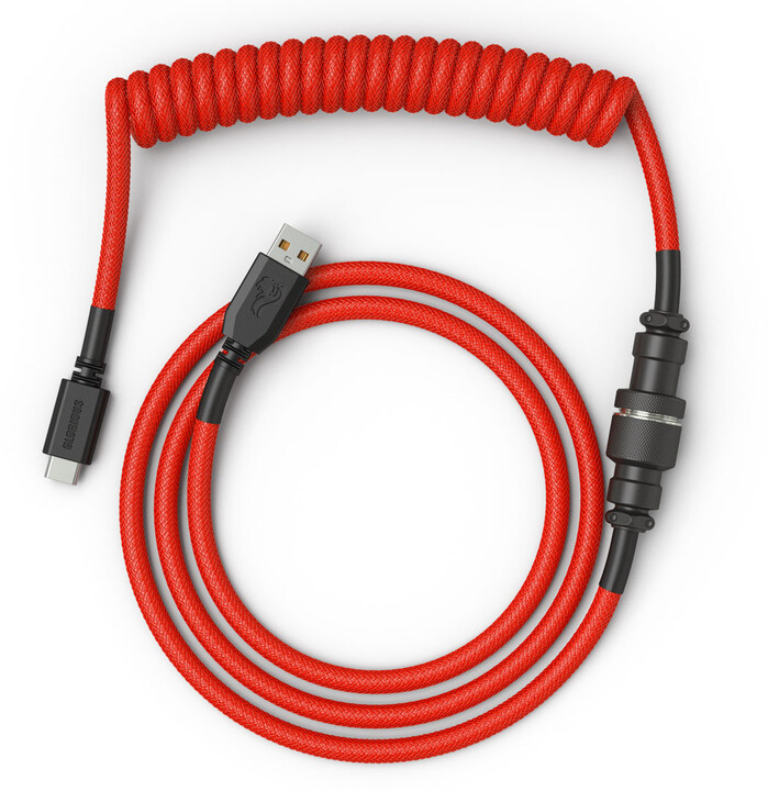 Glorious Coiled Cable, USB-C/USB-A, 1,37m, Crimson Red