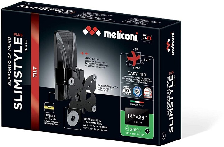Meliconi 480960 SlimStyle Plus 100 ST ultratenký držák na TV, černá_1925707730