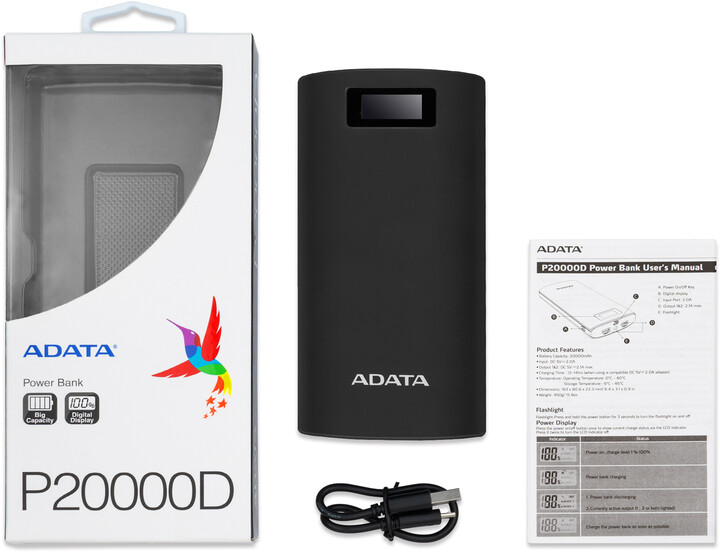 ADATA powerbank P20000D, 20000mAh, LED svítidlo, modro-šedá_37065722