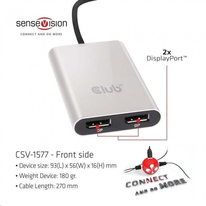 Club3D USB C Thunderbolt 3 to dual DP 1.2