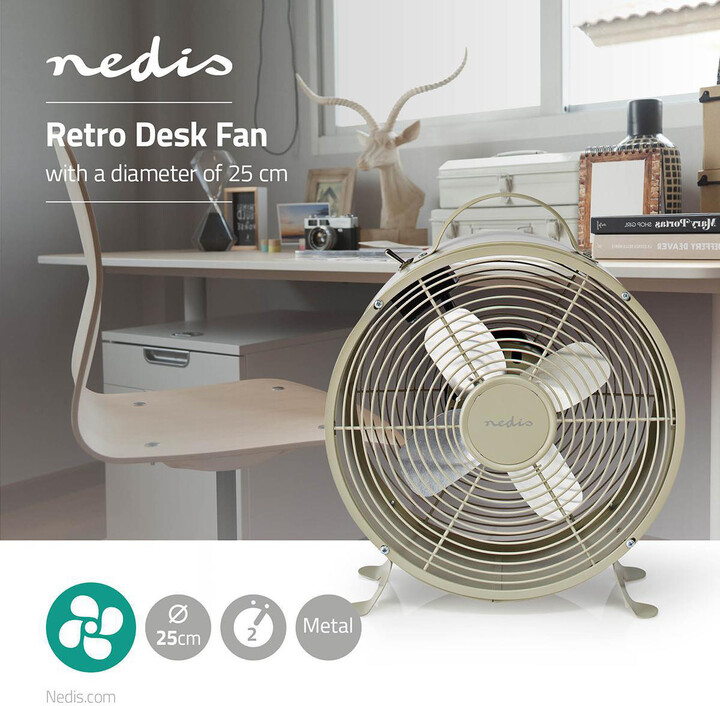 NEDIS stolní ventilátor, 25cm, 20W, 2 rychlosti, šedá_383876034