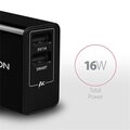 AXAGON ACU-DS16 SMART nabíječka do sítě, 2x USB výstup 5V/2.2A + 5V/1A, 16W