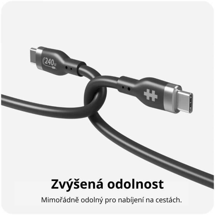 Hyper® nabíjecí kabel Silicone USB-C, 240W, 1m, černá_209063458