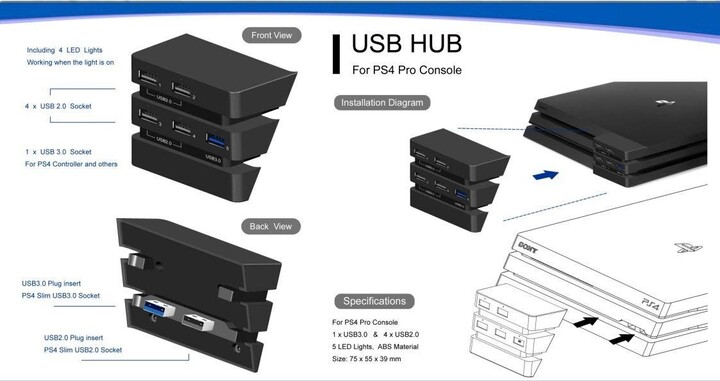 DOBE USB hub pro Playstation 4 Pro_603232716