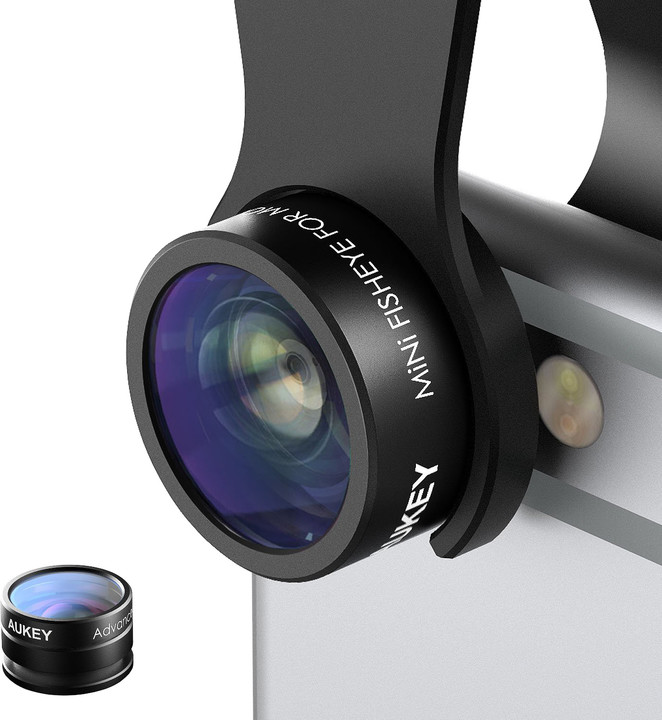 Aukey Optic iPhone Camera Lens, 160° Fisheye Lens + 20x Macro Mini Clip-on_1408687138