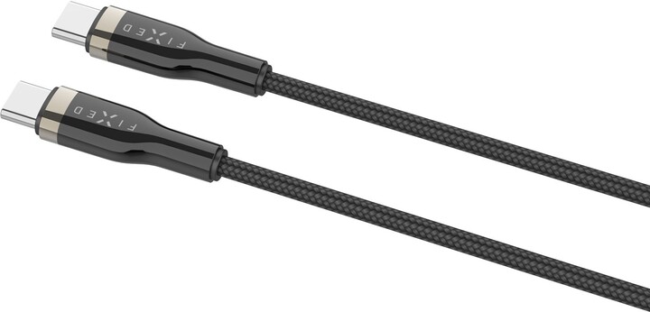 FIXED nabíjecí a datový kabel USB-C - USB-C,USB 2.0, PD 100W, opletený, 0.5m, černá_1310905780