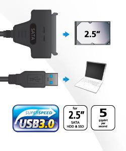 Akasa redukce USB 3.0 - 2,5&quot; SATA HDD/SSD, 40cm_245235499
